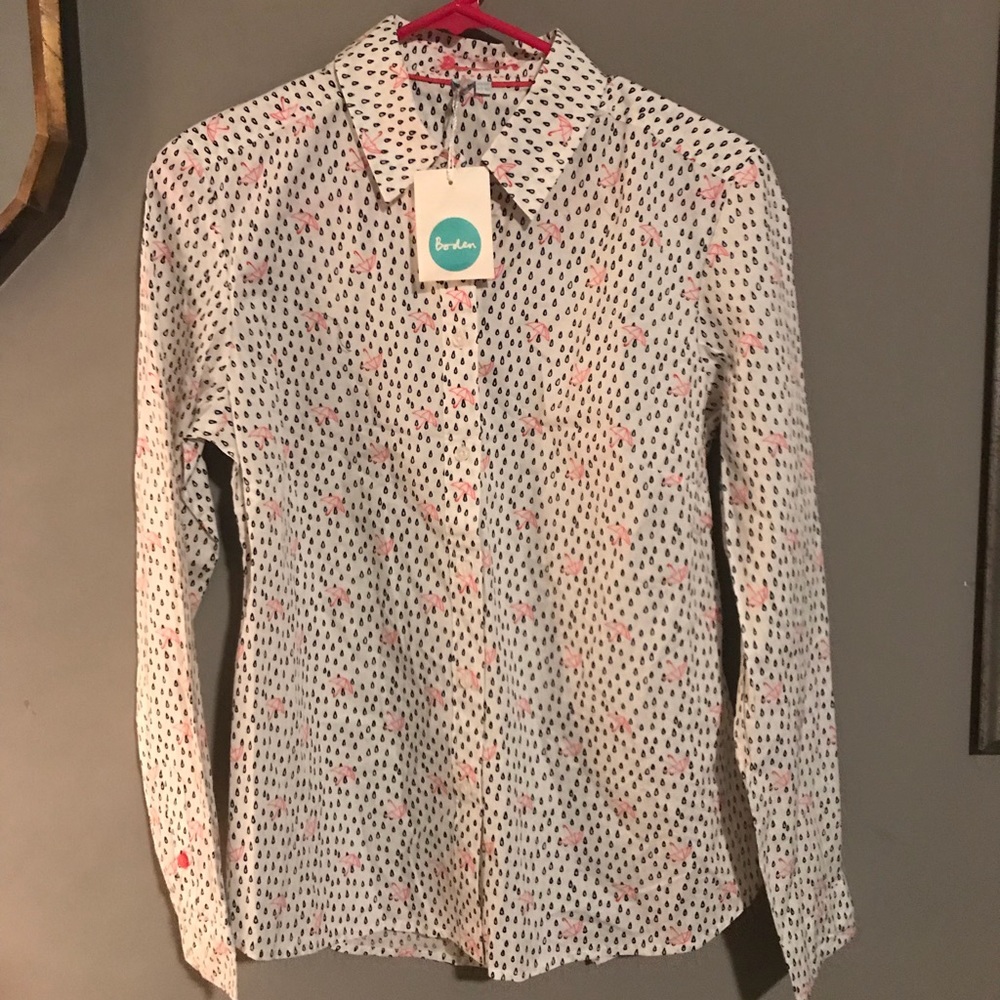 Boden Sz 4 Umbrella & Rain Print Button Down ☔️